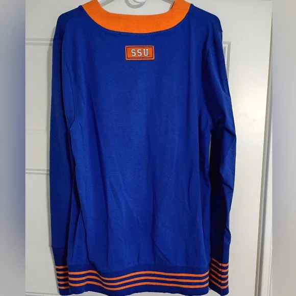 Savannah State University Men's Size Large Blue and Orange Bigboy Cardigan New - Picture 6 of 6